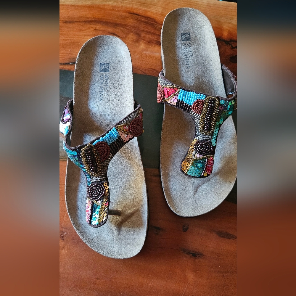 Colorful Beaded Women's Sandals By White Mountain Size 6 Good Condition